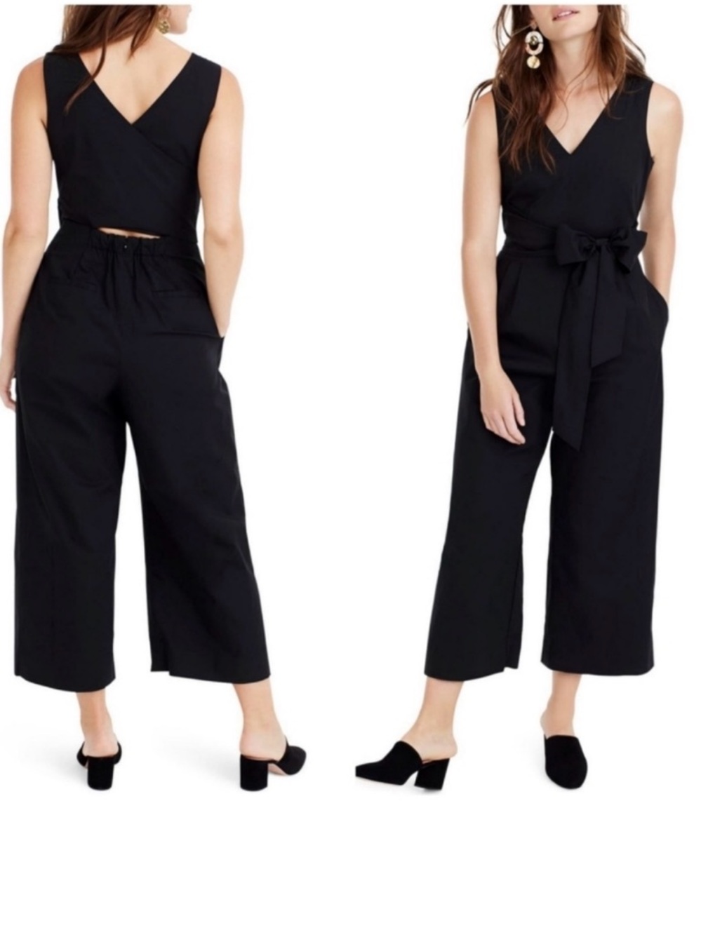 J Crew Wide Legged Black Jumpsuit with Tie